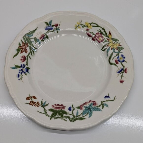 Syracuse China Bombay Restaurant Ware 9" Floral Plate Vintage Scalloped Edge USA - Picture 2 of 12